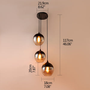 Nordic Black and amber pendant lights trio