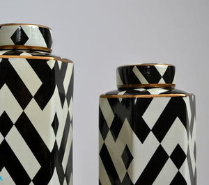 Monochrome Ceramic Lidded Jar