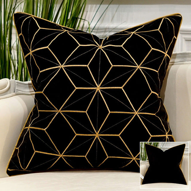 Black Luxury Elegant Geometric Cushion Covers - Decked Deco