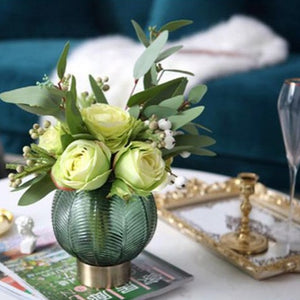 Green Palm Vases on side table lifestyle image