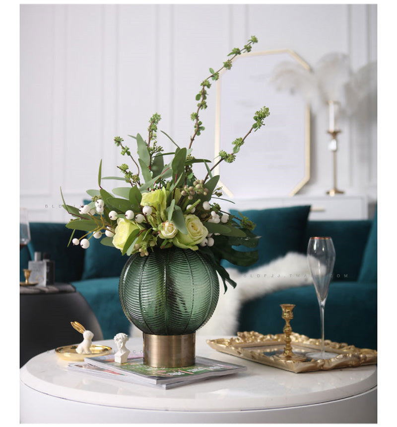 Green & Smoky Quartz Palm Vases
