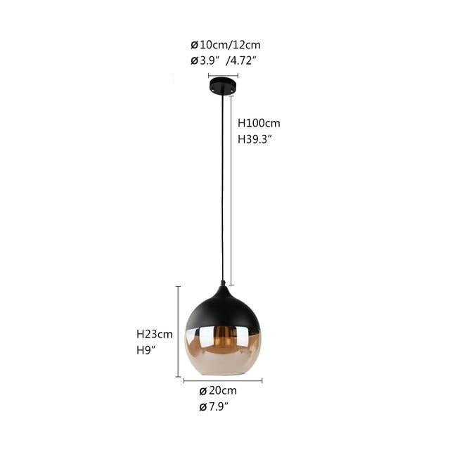Nordic Black and amber pendant lights A-D