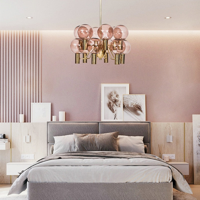 Dusky Pink Lustre Chandelier - Decked Deco