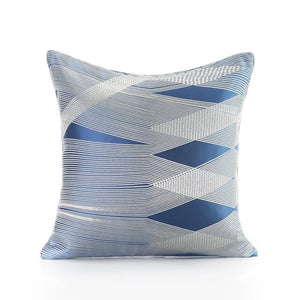 Embroidered Blue and Silver Cushion Covers