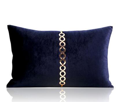 Leopard Embroidery Royal Blue Velvet Cushion Cover