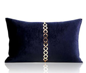 Leopard Embroidery Blue Velvet Cushion Cover- design 3